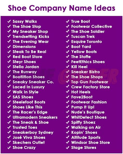 fake shoe company names
